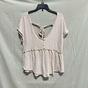 Atelier‎ by Kirious V-Neck Babydoll Top - Women's Size M, Beige NEW / Box 1-18